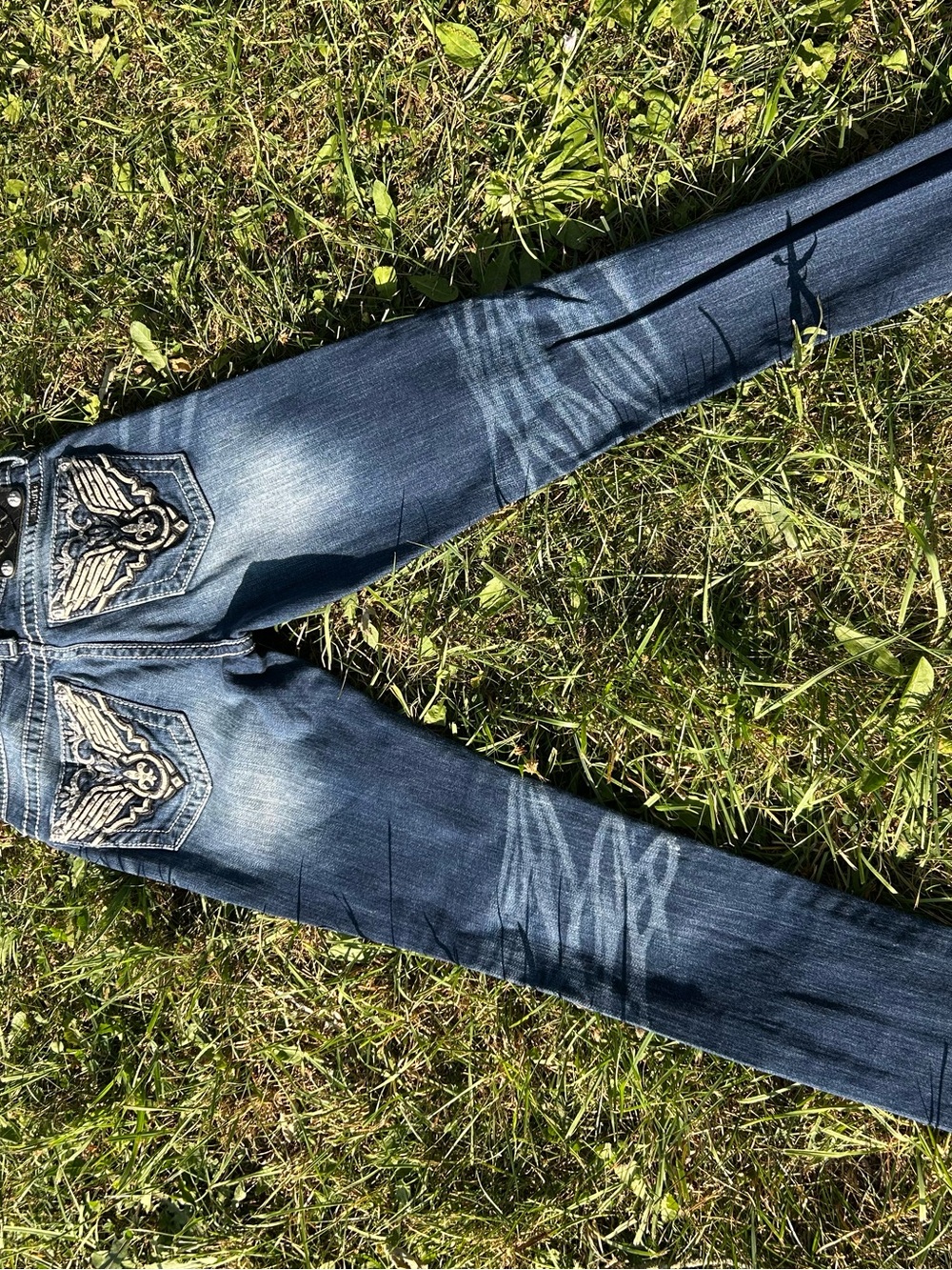 Miss Me Dark Wash Jeans with Embroidered Back Pockets